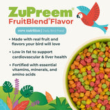 ZuPreem FruitBlend Flavor Pellets Bird Food for Small Birds, 2 lb (Pack of 2) - Daily Blend Made in USA for Parakeets, Budgies, Parrotlets