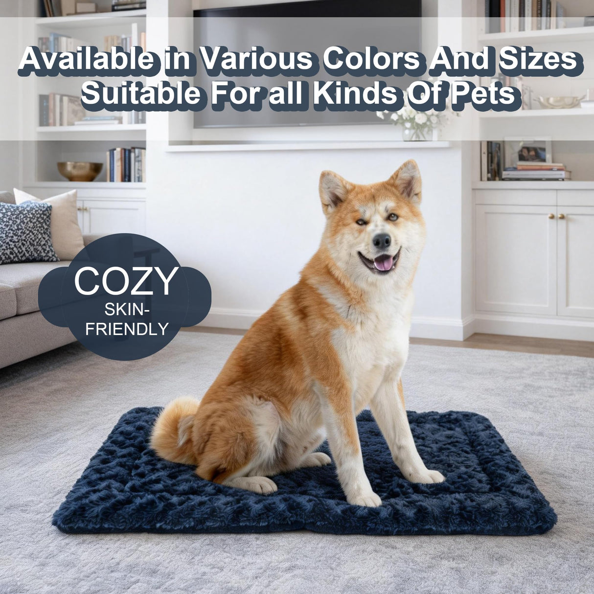 ROFKISS Washable Dog Bed Mat With Anti-Slip Bottom, Deluxe Plush Memory Foam Crate Pad & Waterproof Outdoor Kennel Mat For Dogs & Cats-Durable Crates Beds, Large Medium Small Puppy Size 30" x 20",Gray