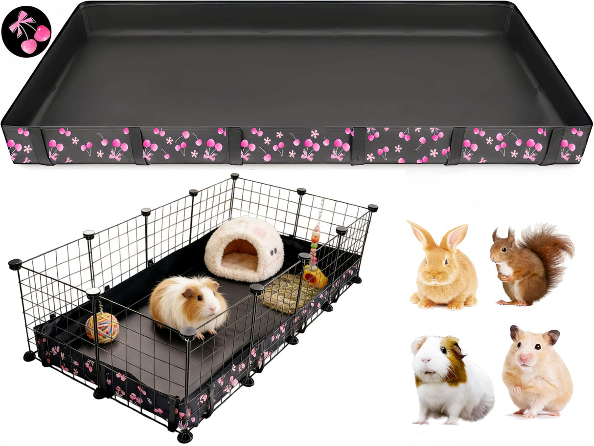 DZWLKJ Guinea Pig Cage Liner,Washable Tarp Bottom Base,Cherry Graphic,24"x48", Reusable for Rabbit, Chinchilla, Hedgehog, Ferret & Other Small Animals.
