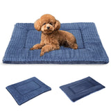 BVAGSS Reversible Dog Crate Pad, Memory Foam Pet Bed Mat, Soft Warm Machine Washable Sleeping Kennel Mattress for Small Medium Dogs XH079 (24''x18''x1.6'',Navy)