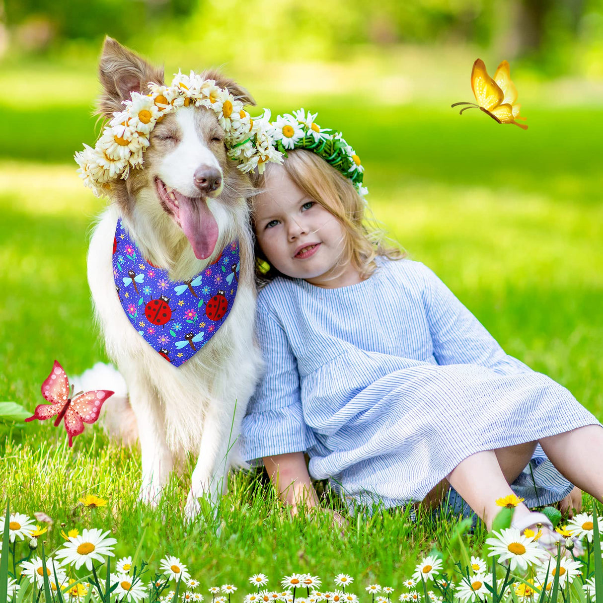 Sadnyy 40 Pcs Summer Spring Dog Bandanas Bulk Flower Hawaiian Triangle Reversible Bandanas for Large Dog Adjustable Pet Kerchief Scarf Washable Cat Scarf for Summer Holiday Pets