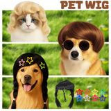 FineCheer 6 Pcs Funny Dog Wig for Cat and Dog Role Playing Wigs with Hairpin Glasses and Adjustable Elastic Band Pet Wigs and Pet Costumes for Small, Medium & Large Pets Accessories(Classic)