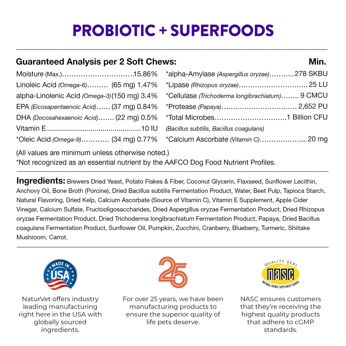 NaturVet Evolutions Probiotic & Superfoods 90ct Soft Chews for Dogs - Prebiotic & Probiotic Blend, Digestive Enzymes, Bone Broth, Omega's - Nourishes Natural Gut Bacteria and Intestinal Microflora
