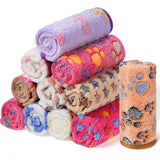 Tatuo 12 Pieces 16 x 24 Inch Dog Blanket Super Soft Warm Cat Sleep Mat Pet Kitten Doggy Fluffy Fleece Blankets with Cute Dog Paw Bone Star Elephant Patterns Printed Fluffy Blanket for Small Cat Puppy