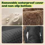 XXXL Orthopedic Dog Bed for Extra Large Dogs with Dount Plush Removable Cover Washable,Giant Circle Lounge Pet Bed Waterproof Foam Cuddler Cooling Gel Sofa for Anxiety Old Fluffy Friends Spine Camel