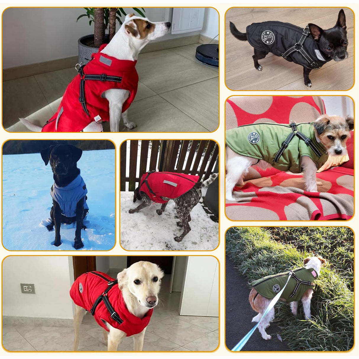 Warm Dog Jacket - Fleece Coat with Built-in Harness, Waterproof Vest, Reflective Stripes, Pink XL