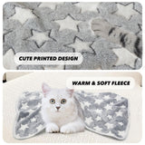 1 Pack 3 Puppy Blankets for Large Dogs Super Soft Warm Sleep Mat Grey Cute Print Fluffy Fleece Pet Throw Dog Blankets for Medium Dogs Cats,Star&Bone&Love-Large(40"x30")
