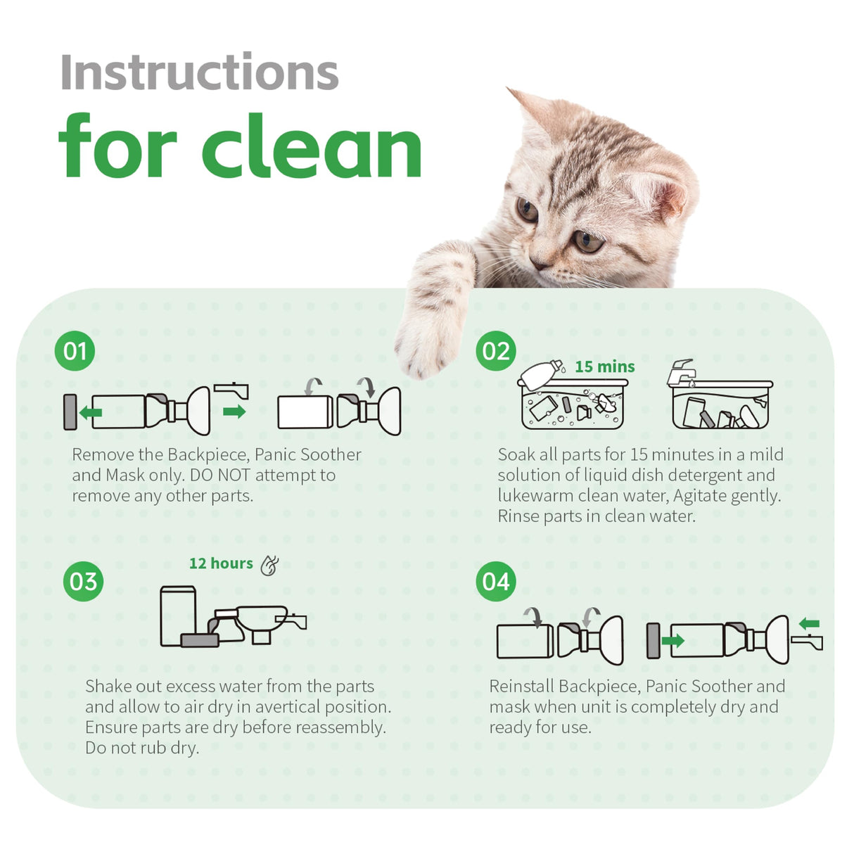 Neobay Cat Inhaler Spacer with Unique Panic Soother Training Aid & Sensitive Flow Indicator – Feline Aerosol Chamber for Cats with a Respiratory Condition – Includes 2 Masks (Small/Med) Green 1 Pack