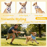 Cresue 100 Pcs Funny Dog Bandanas Bulk Cute Pet Scarves Paw and Bone Print Adjustable Bibs for X-M-L Dogs Washable Daily Puppy Kerchief for Groomers Shelters