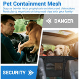 Wellbro Dog Car Backseat Barrier, Padded and Durable Nylon Net Pet Barrier, Vehicle Travel Dog Fence with 2 Mesh Windows, for Safe Driving, Easy to Install and Adjust for All Cars