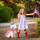 JaGely 3 Pcs 4th of July Dog Outfit Memorial Day Dog Costume Set Includes Top Hat, American Flag Bow Tie Collar and Cape Patriotic Pet Outfit for Dogs Cats Puppy Kitten(S,Classic)