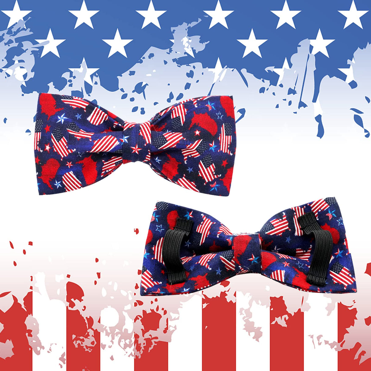 Bobo Rainbow Independence Day Dog Collar, Patriotic 4th of July Dog Collar Cute Bowtie Pet Collar Bow Tie Collar for Dogs Adjustable Puppy Collars for X-Large Dogs