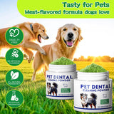 Dog Dental Powder, Dog Teeth Cleaning Powder, Targets Tartar & Reduces Plaque & Bad Breath - Teeth Cleaning Made Easy Eliminate - Meat-Flavored Formulated