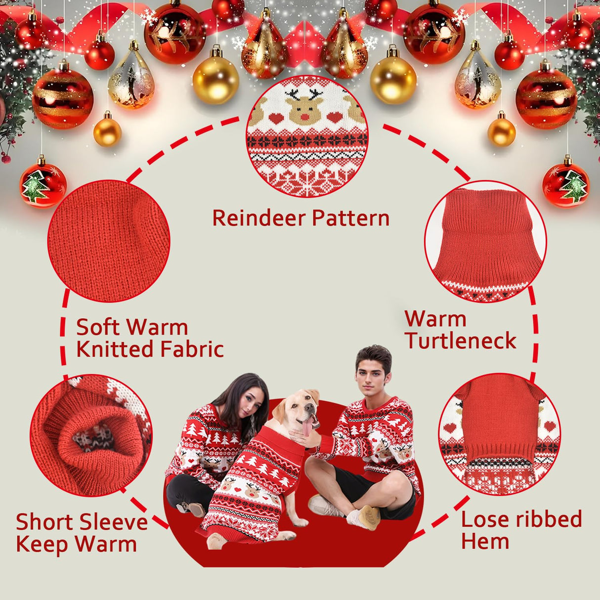 MuYaoPet Family Matching Dog and Owner Clothes Outfits,Christmas Pet Cat Sweater Costume for Small Medium Extra Large Dogs/Women/Men,Only for Pet XL