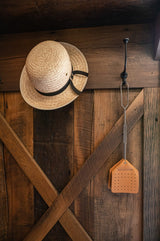 Hope Woodworking Leather Fly Swatter Set (2 Pack) – 17” Amish-Made Fly Swat w/Real Leather Paddle – Fly Swatters Multi Pack w/Metal Handle – Bug Swatter, Mosquito Swatter, Wasp Swatter (Brown)