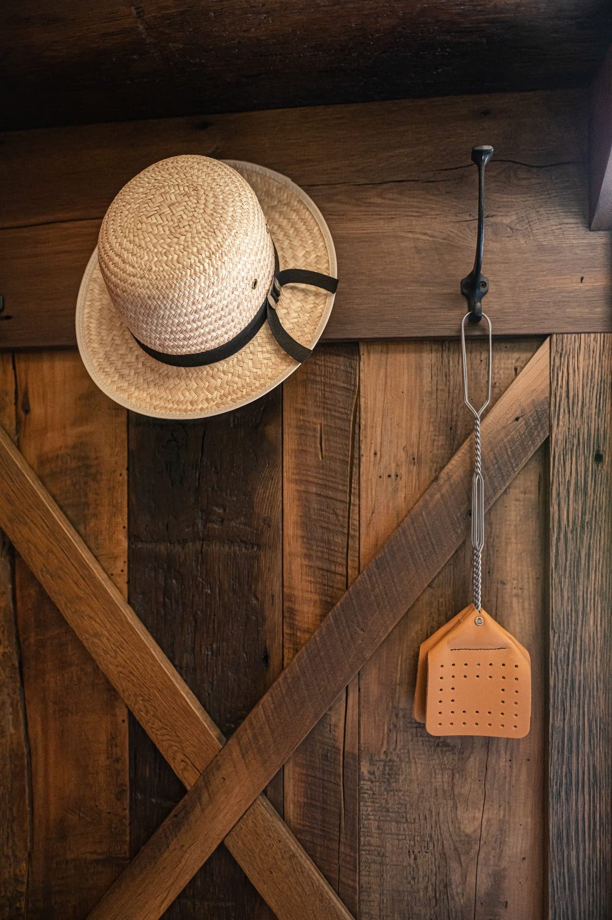 Hope Woodworking Leather Fly Swatter Set (3 Pack) – 17” Amish-Made Fly Swat w/Real Leather Paddle – Fly Swatters Multi Pack w/Metal Handle – Bug Swatter, Mosquito Swatter, Wasp Swatter (Brown)