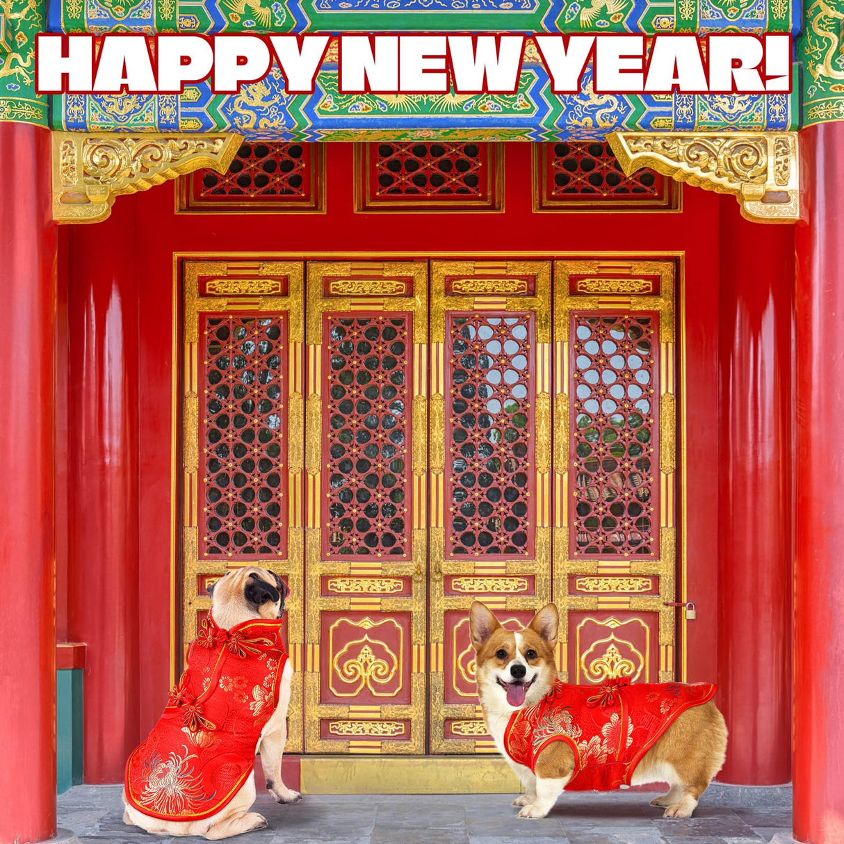 Ylinge Dog New Year Costume Chinese Knot Buttons for Dog Puppy Chinese Style Tang Suit Pet Spring Festival Satin Clothes Vest Tang Dynasty Winter Coat(L)