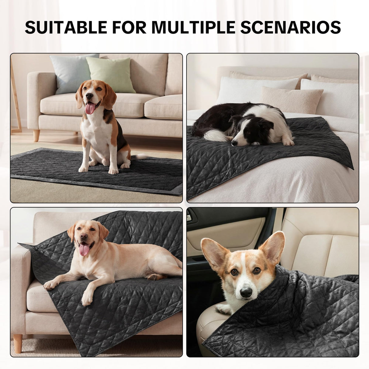 HOMBYS Edge-Reinforced Indestructible Dog Blanket 40"x28", Chew Proof Tear-Resistant & Waterproof Pet Blanket for Aggressive Chewers, Heavy-Duty Furniture Protector for Couch, Bed & Crate, Black