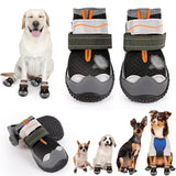 TEWIWAP Dog Shoes for Large Small Medium Dogs, Breathable Dog Booties for Outdoor Walking Hiking Anti-Slip Dog Boots Paw Protectors with Reflective Straps for Hardwood Floor Winter Snow Size 4