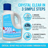 Pool Flocculant Clarifier – 3 L (101.5 fl oz) – Heavy-Duty Pool Clarifier, Drop & Vac Cloudy Water Treatment, Particle Settling Support, Inground & Above Ground Compatible – BubbyShine