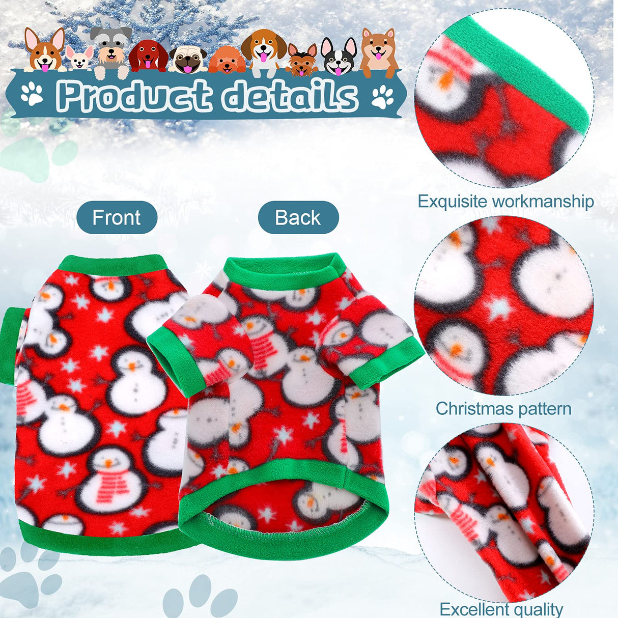 7 Pcs Dog Fleece Sweaters Dog Sweatshirt Winter Outfits Soft Fleece Puppy Sweater Outfits for Chihuahua Yorkshire Pets Cat(Cool,L(Neck: 13.39", Chest: 19.61", Back: 14.17"))