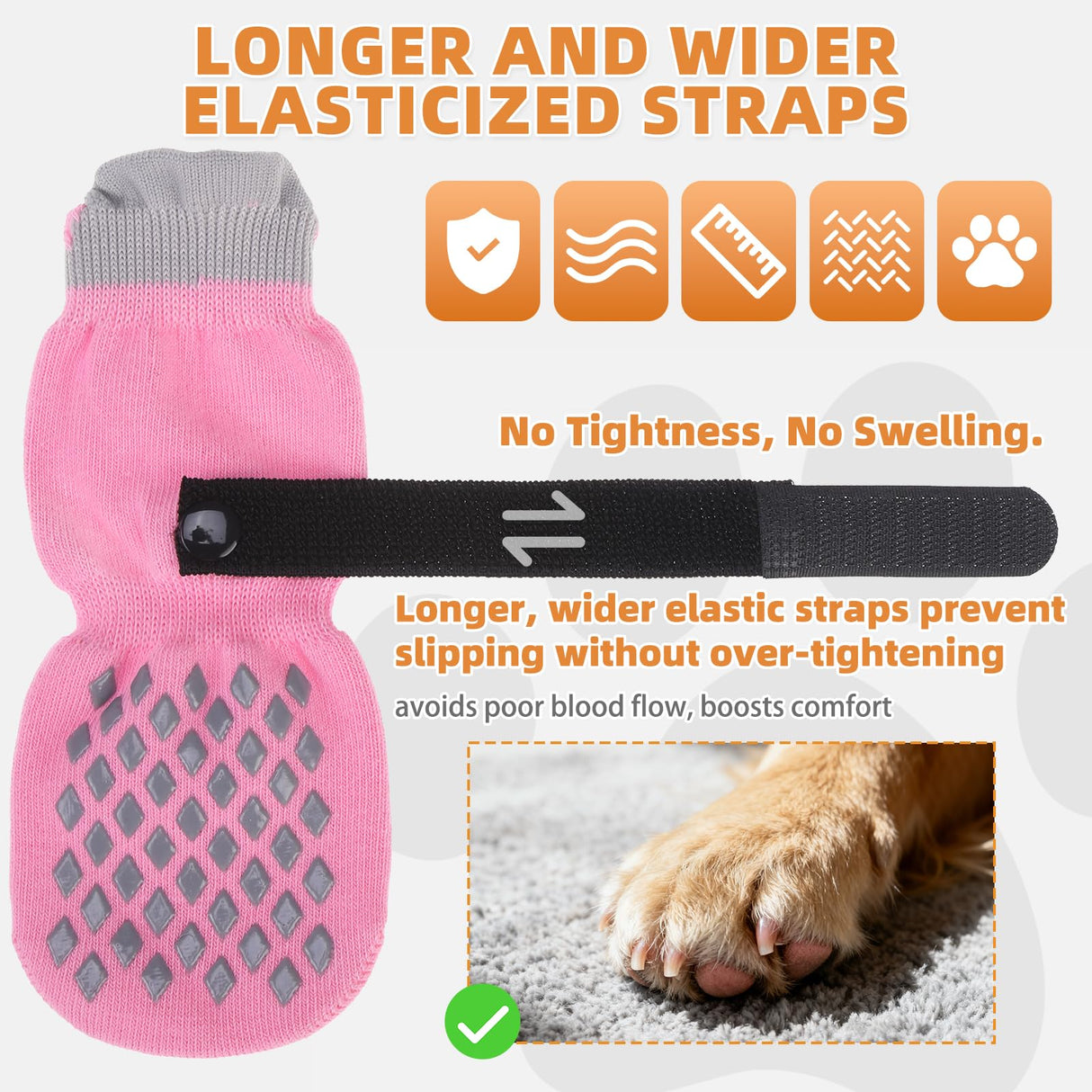 KOOLTAIL Anti Slip Dog Socks Booties to Prevent Licking Paws Scratching, Pet Boots&Paw Protector for Hardwood Floors, Dog Shoes for Winter, Traction Control Grip Socks for Small Medium Large Dogs XL