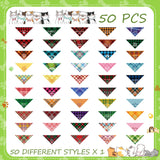 50 Pcs Plaid Dog Bandanas Bulk Cute Dog Scarf Bibs Puppy Pet Bandanas with Captions Adjustable Cat Outfit Washable Triangle Scarf Kerchief for Small to Medium Girl Boy pet(Cute)