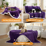 BoxZone Waterproof Dog Blanket for Couch – Double Sided Washable Cat Puppy Blanket, Durable Furniture Protector for Dogs and Cats, Purple White L(60×50)"