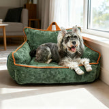 RAFASAFA Orthopedic Dog Bed with Memory Foam, Washable Plush Pet Bed for Small, Medium & Large Dogs, Cozy Bolster Crate Dog Bed for Joint Support & Comfort.(Green)