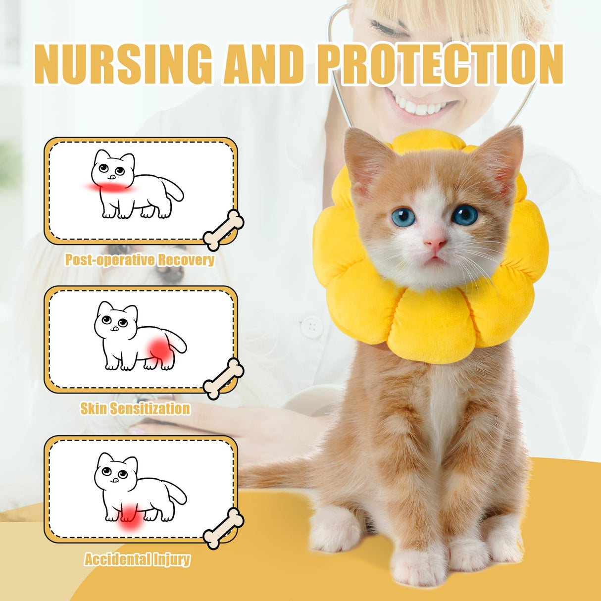 HOMBYS Soft Dog Cone for Dogs and Cats, Cute & Fluffy Flower Shape for Claming, Adjustable Dog Collar Alternative After Surgery, Protective Elizabethan Collar for Dogs Recovery & Stop Licking, M