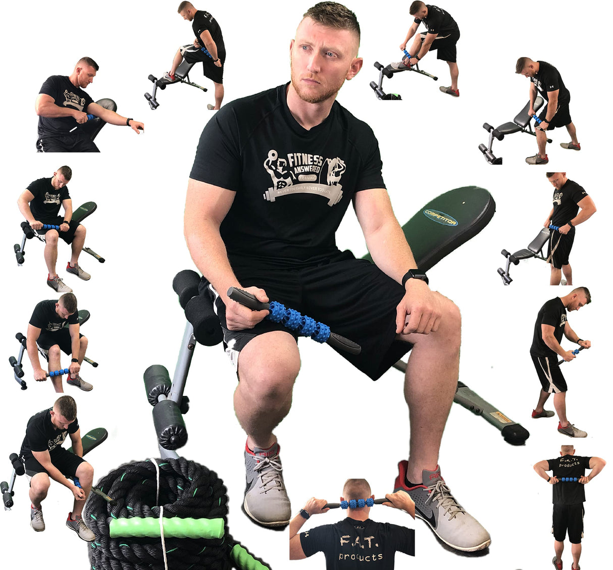 It Band Roller Muscle Roller Massage Stick for Legs Foam Roller for Shin Splints Muscle Roller Stick Massage Stick Shin Roller Stick Roller for Sore Muscles Calf Roller - Blue, Elite Rubber
