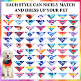Reginary 72 Pack Tie Dye Dog Bandanas - Bulk Pet Scarf Bibs Triangle Kerchief Adjustable for Pet Grooming Costume Accessories