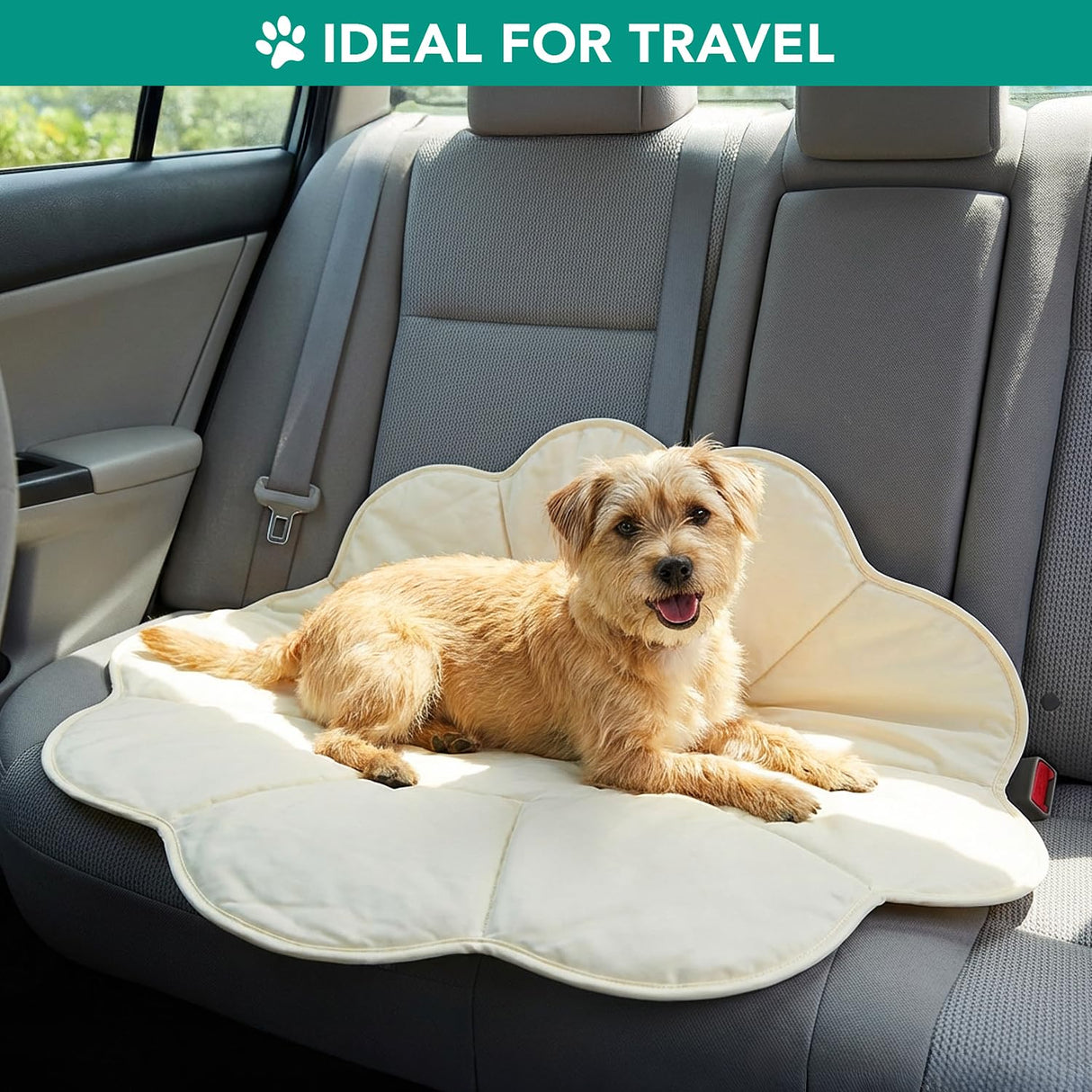 PetAmi Dog Cooling Mat, Flower Shape, Reversible Cooling Nylon Blanket Soft Fleece Pet Pad for Dogs Cats, Summer All Season Use Q-Max>0.3, Medium 44x44 in, Beige