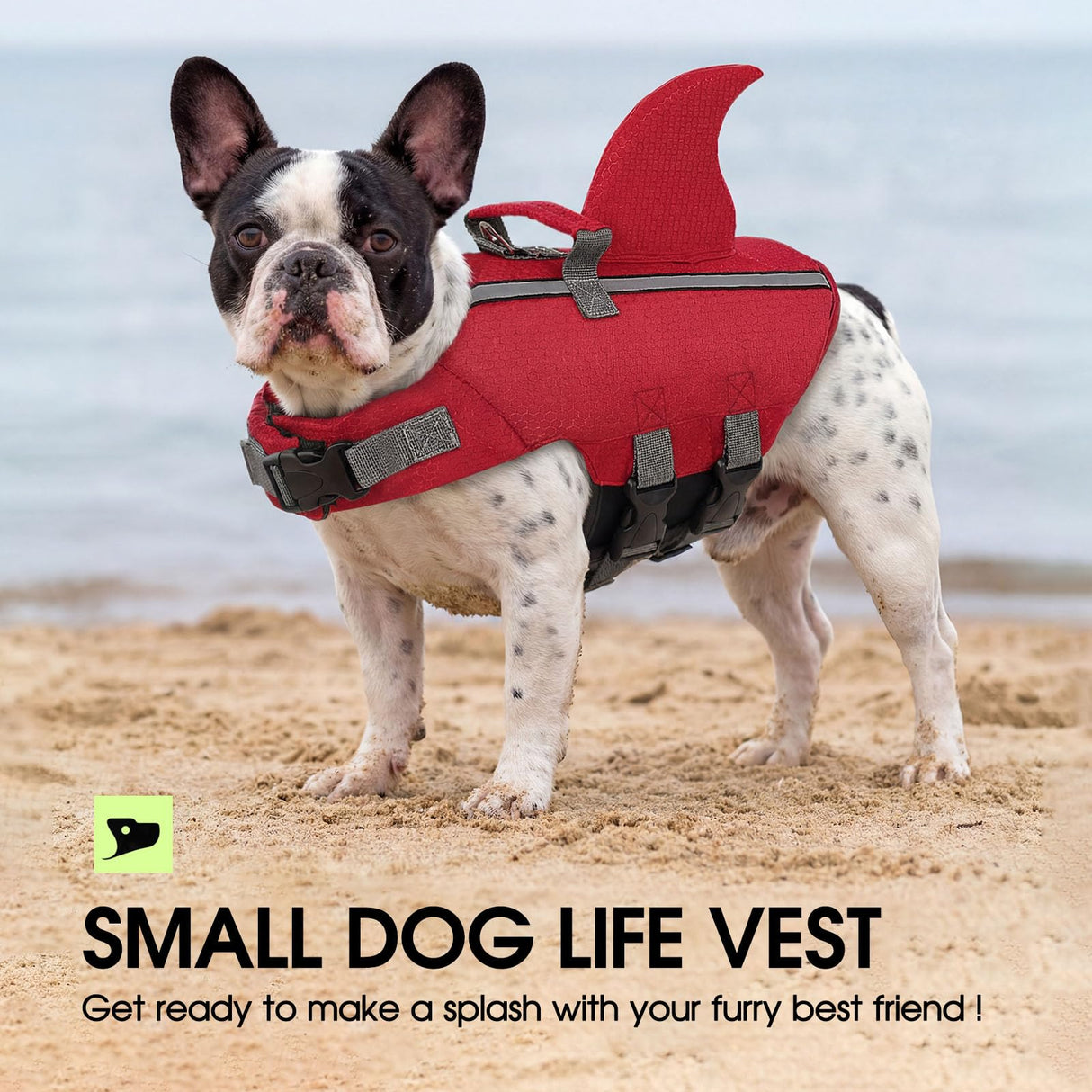 SUNFURA Dog Life Jacket Shark Life Vest for Dogs, Adjustable Swmming Vest with High Buoyancy, Safety Lifesaver with Rescue Handle for French Bulldog Small Medium Breeds, Burgundy XS