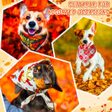 Locmeo 100 Pcs Fall Dog Bandanas Bulk Autumn Thanksgiving Day Dog Bandanas Adjustable Pumpkin Maple Leaves Pattern Pet Bibs Triangle Fall Thanksgiving Scarf Costume for Small Medium Pet Puppy(M)