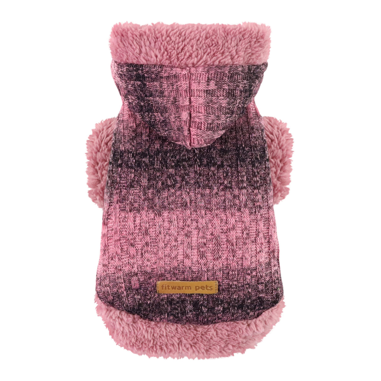 Fitwarm Fuzzy Dog Sweater, Knitted Winter Dog Clothes for Small Dogs Girl, Pet Cat Hooded Outfit, Heather Pink, Black, XXL