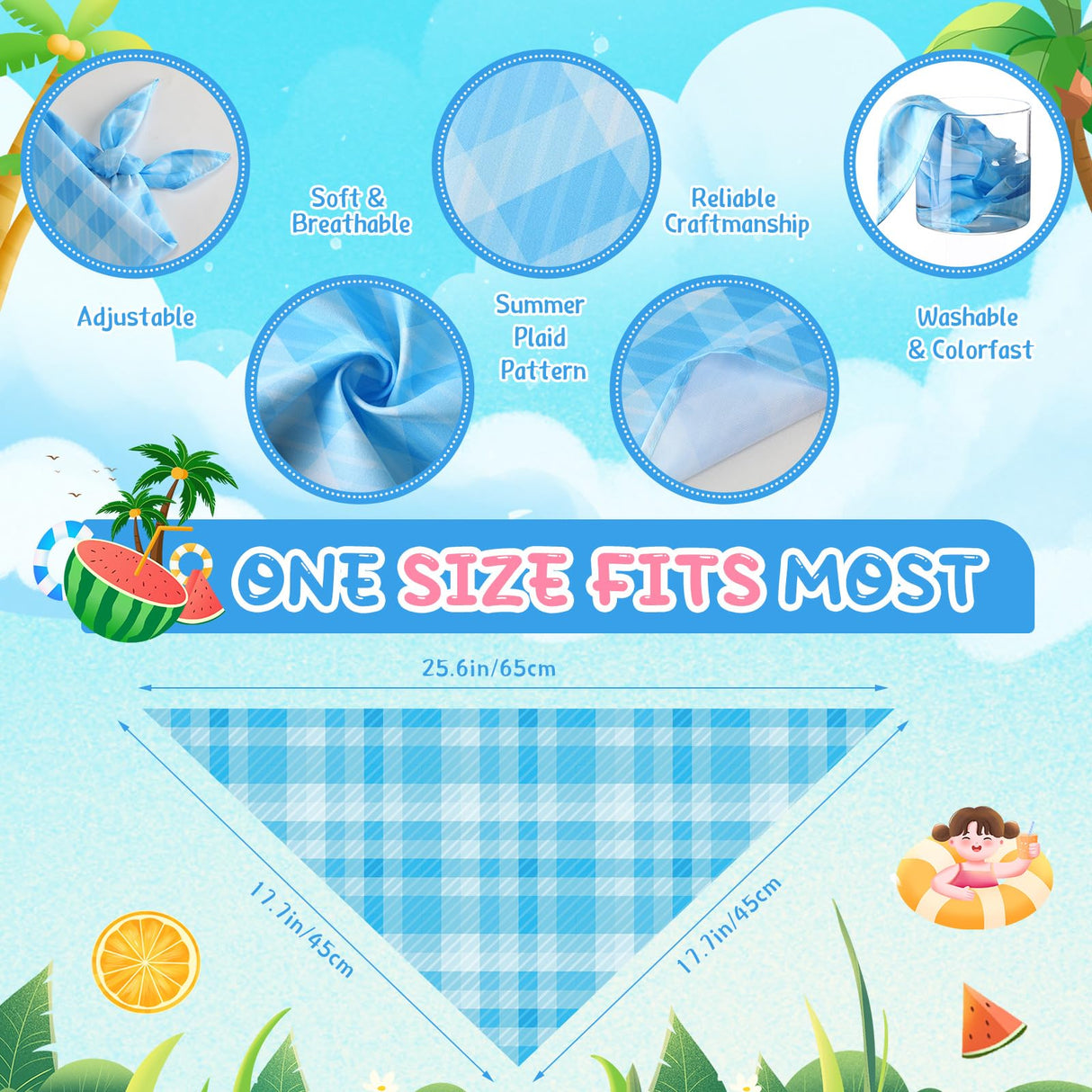 Pickmesh 150 Pcs Summer Plaid Dog Bandanas Bulk Summer Pet Scarf Bibs Adjustable Washable Pet Kerchief Seasonal Costume Accessories Holiday Grooming Supplies for Small to Large Cat Dog