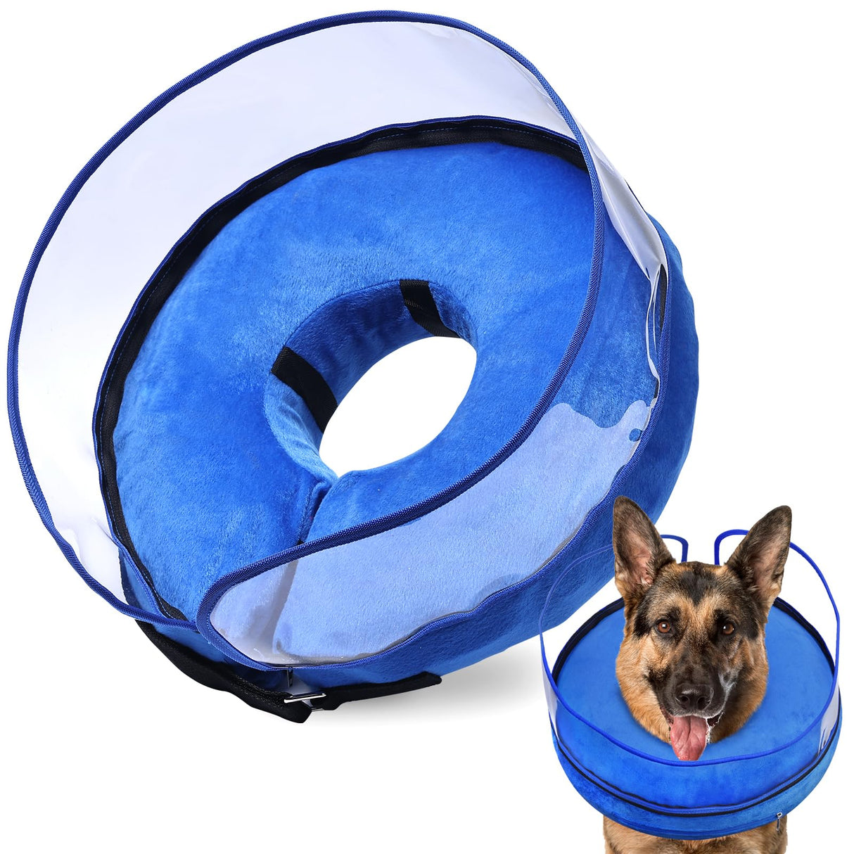 BARKLESS Dog Cone, Inflatable Dog Cone After Surgery for Large Breeds, Soft Surgery Collar with Enhanced Anti-Licking Guard Shield for Pets, Patented Protective Donut Collar