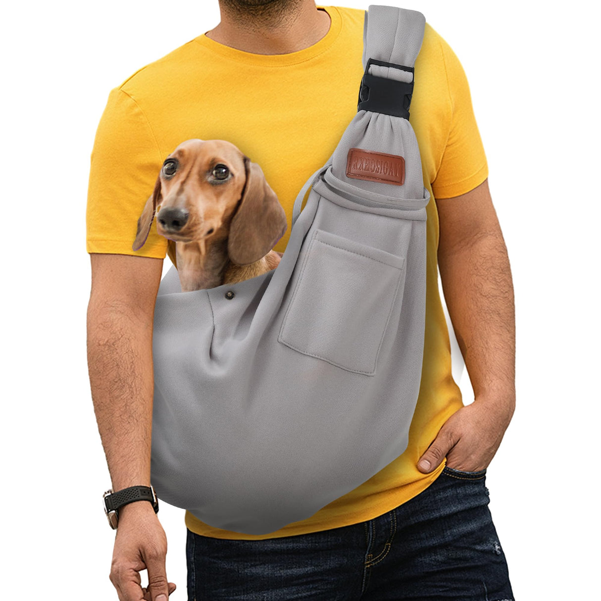 RXHOSIGAY Small Pet Carrier Pouch Sling for Daily with Adjustable Strap Pocket Safety Buckle for Puppy Dog Papoose and Cat Kitten Grey