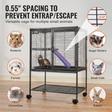 VEVOR 34" Rolling Metal Ferret Cage, Large 2-Tier Critter Nation Cage, Small Animal Cage with Ramps & Tray, Easy to Set up for Pet Mice, Hamster, Guinea Pig, Chinchilla, Squirrel, Hedgehogs, Bunny