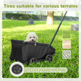 Foldable Pet Wagon with Handle, Pink and Black, Rolling Dog Stroller Cart (Black)