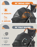 Zoosky Medium Dog Stroller for Large Dogs, pet Stroller for Medium Dogs Up to 66lbs, All-Terrain with Adjustable Handle & Canopy, Sun Shades, Storage Organizer, Waterproof Oxford Fiber