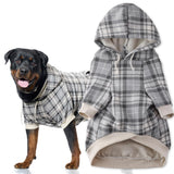 Pet Passion Rocky II - The Extra Comfy Hoodie, Organic Cotton and Recycled Poly Dog Hoodie Pet Coat Sweater for Small, Medium, Large Dogs, Gray Chesterfield Plaid, Large
