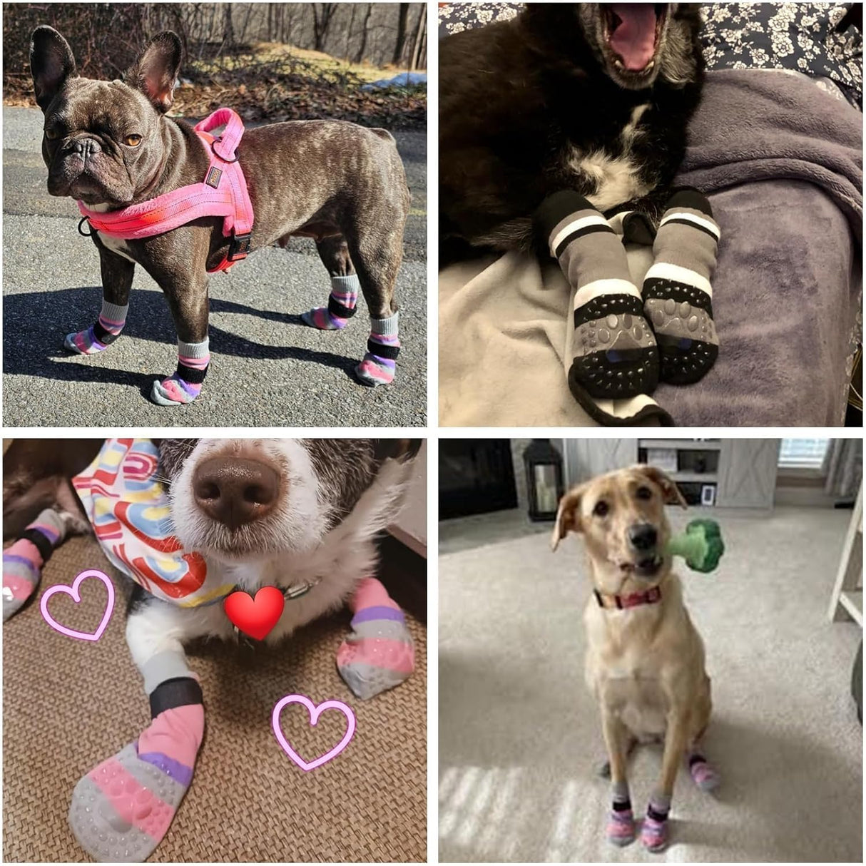 KOOLTAIL Anti Slip Dog Socks for Hot Pavement, 3 Pairs Dog Boots & Paw Protectors to Prevent Licking Paws with Grippers, Double Sides Booties Shoes for Hardwood Floors Small Medium Large Senior Dogs