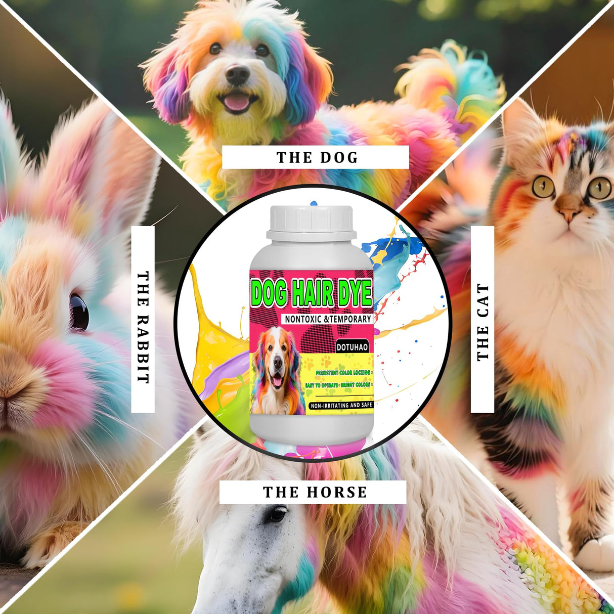 DOTUHAO Dog Hair Dye, Hot Pink Color Pet Hair Dyes, Permanent Pet Safe Dye, 8.45 Fl Oz (250 ml), Fashionable DIY Pets Grooming Easy to Use (Hot Pink, 8.45 Fl Oz)
