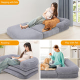 ondware Foldable Human Dog Sofa Bed, 73x42x10 in Plush Pet Bed with Egg Foam Mattress, Portable Dog Bed for Adults, Camping Indoor Use