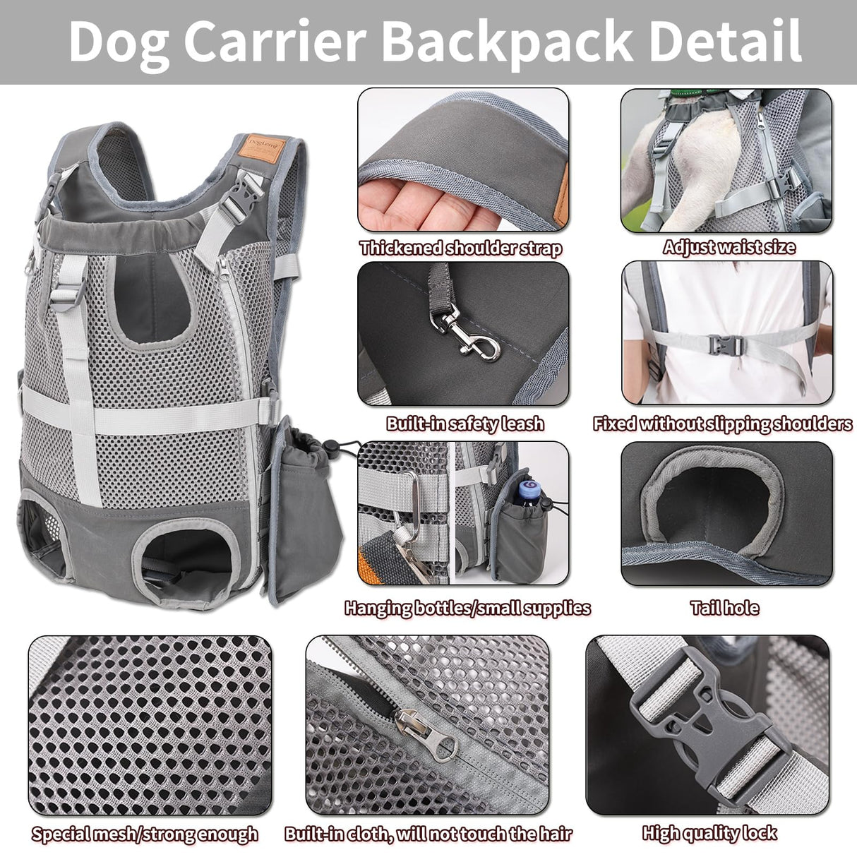 Dog Carrier Backpack - Legs Out Front Facing Pet Carrier Backpack for Small Medium Dogs, Hands-Free Dog Front Carrier, Easy-fit Adjustable Dog Carrying Backpack for Walking Hiking Bike and Motorcycle
