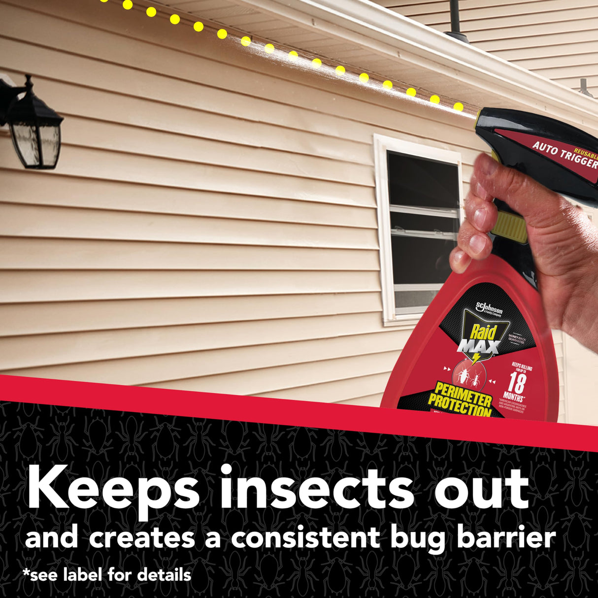 Raid Max Perimeter Protection, Multi Insect Killer Spray for Bugs, 30 fl oz (Pack of 2)