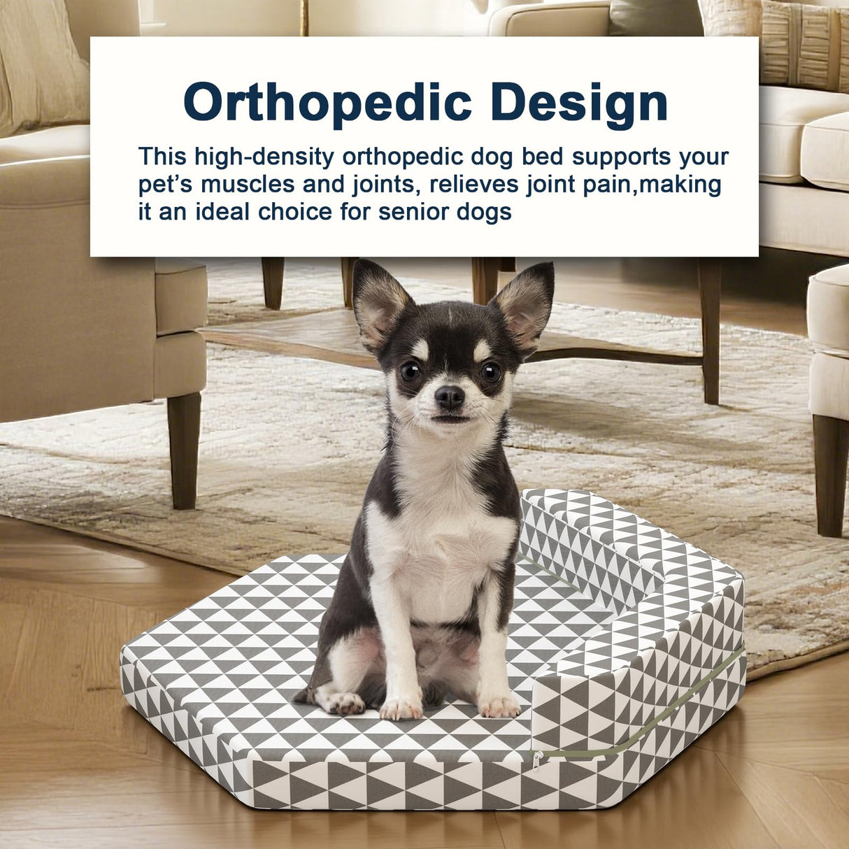 Orthopedic Dog Beds for Small Dogs, Pet Bed with Sides,Removable Bolsters & cleanable Cover，s