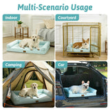 Cooling Dog Bed, Orthopedic Foam Dog Bed with Sides, Removable Cover & Waterproof Lining and Nonskid Bottom, Comfortable Pet Beds for Medium Dogs, Green (36" L x 27" W x 6.5" Th)